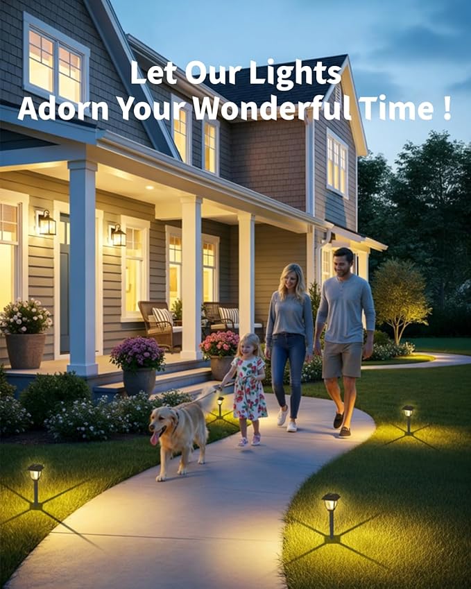 Solar Pathway Lights 2 Pack Mini Outdoor 3000K Bright Auto On/Off Solar Garden Lights Long Lasting Solar Powered Landscape Light for Path Yard Walkway Lawn Driveway Decor Lighting - Warm White