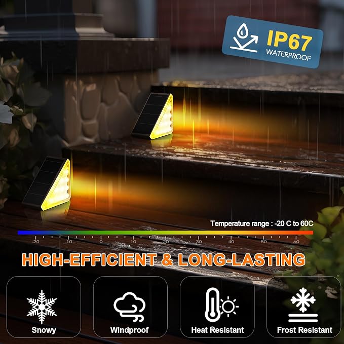 AUDLES Solar Stair Lights, 8 Pack Warm White Step Lights Outdoor Waterproof | LED Solar Deck Light for Outside, IP67-WATERPROOF Light Decor for Stair, Front Step, Front Porch, Patio and Backyard(Brown)