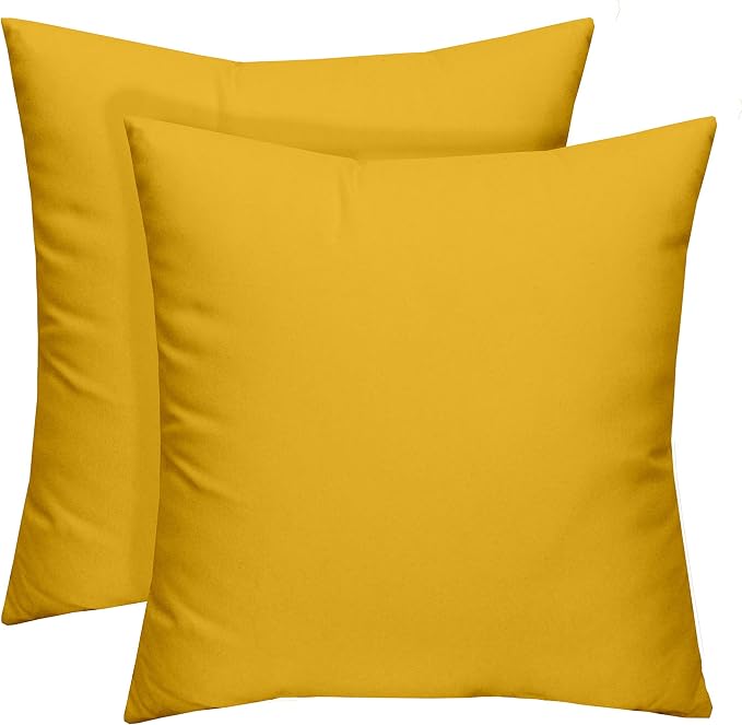RSH DECOR Square Throw Pillows Set of 2, 20" x 20", Outdoor Pillows Waterproof, Patio Furniture Pillow, Decorative Outdoor Throw Pillow, Spun Polyester, Yellow, Made in USA