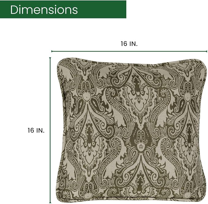 Hanover Medallion Indoor Throw, Set of 2, Decorative and Weather Resistant Meadow Green Cushions for Outdoor Furniture and Patio Sets with Premium Quick-Drying Fabric, 2 Pillows, 2 Count