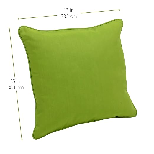 Factory Direct Partners Presidio 15" x 15" Square Decorative Throw Pillow Set with Piping for Indoor/Outdoor Furniture UV, Fade, Weather-Resistant Olefin Fabric (2-Pack) - Lime Green, 13809-LM