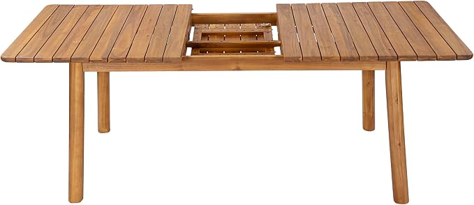 Christopher Knight Home Sky Acacia Wood Dining Table Set for 6, 7 Piece Patio Extendable Dining Table and Dining Chairs Set of 6 with Cushions & Rope Accents, Patio Furniture Set, Teak+Beige+Grey