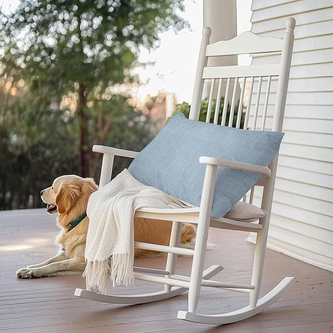 Vandarllin Outdoor Throw Pillows Covers 20x12 inch Set of 2 Waterproof Sky Blue Linen Decorative Zippered Cushion Covers for Patio Furniture, Farmhouse Pure Color Lumbar Pillowcases