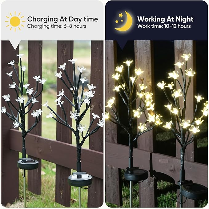 8 Pack Solar Lights Outdoor Waterproof, Garden Lights Solar Flowers | 2 Modes 160LED, Fairy Garden Decor for Outside, Yard, Patio, Pathway, Lawn Decorations, Gardening Gifts for Women Mom