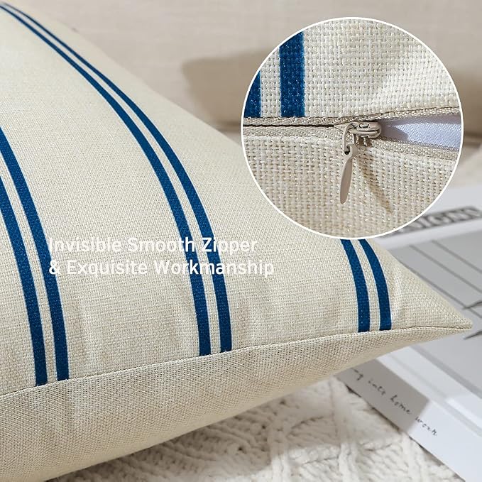 OTOSTAR Waterproof Outdoor Pillow Covers 18x18 Inch Modern Geometry Decorative Throw Pillow Cases Square Cushion Case Pack of 4 Garden Throw Pillow Covers for Patio Furniture Couch Tent (Navy Blue)
