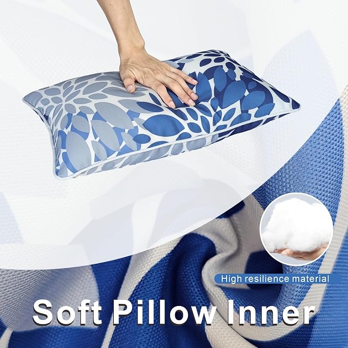 JMGBird Outdoor Patio Pillows Waterproof Outdoor Pillow Covers with Inserts | 12x20 Pillow Insert Outdoor Lumbar Pillows Weather Resistant Throw Pillows for Patio Furniture