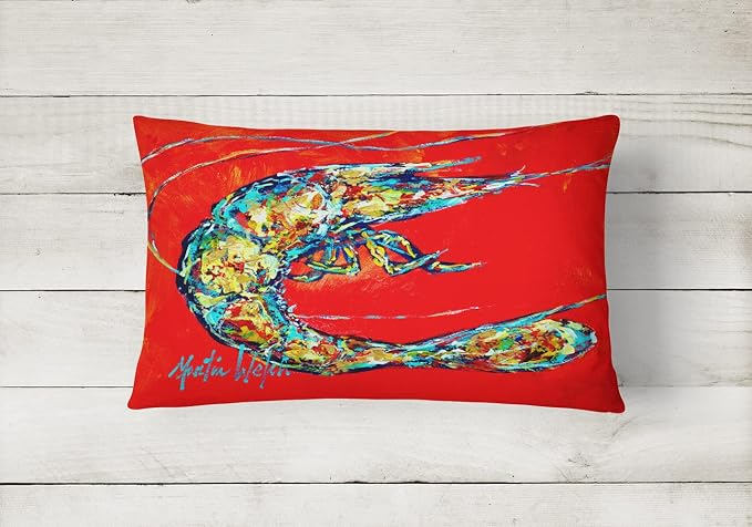 Caroline's Treasures MW1207PW1216 Shrimp Boil Canvas Fabric Decorative Pillow Machine Washable, Indoor Outdoor Decorative Pillow for Couch, Bed or Patio, 12HX16W