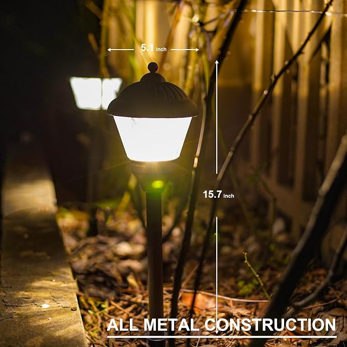 Pathway Lights 1.5W LED 6PK Outdoor Low Voltage Landscape Lighting Kits 100 Lumen Hardwired Path Light 3000K Warm White Metal 12V Bronze Electric Sidewalk Walkway Lights with Cable Connector