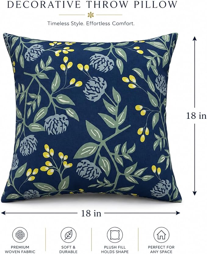 Waterproof Outdoor Throw Pillows with Inserts 18 x 18 Inch | Pack of 2 Patio Decorative Pillows, Square Outdoor Pillows for Patio Furniture Porch Garden Deck Balcony Couch and Sofa