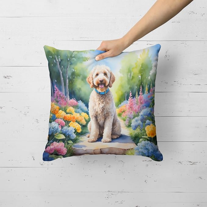 Caroline's Treasures Labradoodle Spring Path Throw Pillow Machine Washable, Indoor Outdoor Decorative Pillow for Couch, Bed or Patio, 18Hx18W