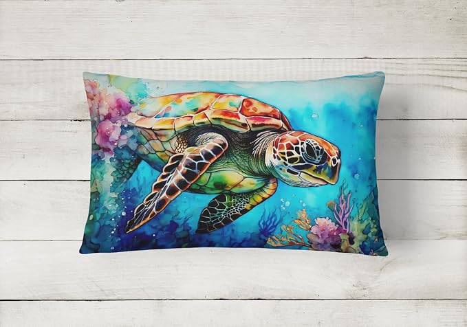 Caroline's Treasures DAC2809PW1216 Loggerhead Sea Turtle Throw Pillow Machine Washable, Indoor Outdoor Decorative Pillow for Couch, Bed or Patio, 12HX16W