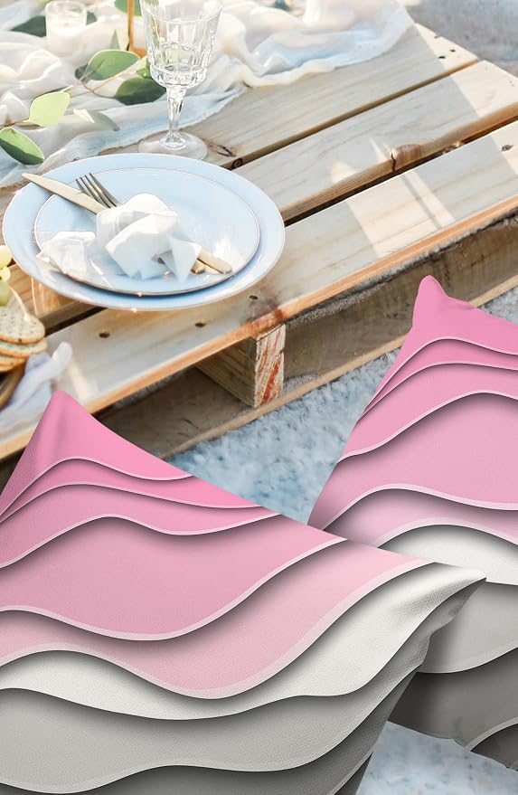 Outdoor Waterproof Pillow Covers for Patio Furniture Pink Modern Geometric Decorative Throw Pillow Cover Abstract Beach Pillowcases Set of 2 Cushion Case for Sofa Couch Chair Home Decor 24 x 24 Inches