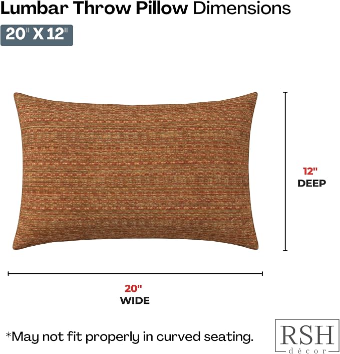 RSH DECOR: Sunbrella Lumbar Throw Pillows Set of 4 | 20" x 12" | Water and Fade-Resistant Performance Fabric | Outdoor Pillow Covers with Down-Alternative Inserts | Made in USA (Simone Sinnabar)