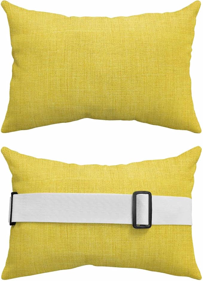 Pack of 4 Outdoor Lumbar Pillow Covers 11x16 Inch, Yellow Burlap Texture Waterproof Throw Pillow Covers Set, Farmhouse Vintage Yellow Indoor&Outdoor Decorative Cushion Cases for Patio Porch Beach