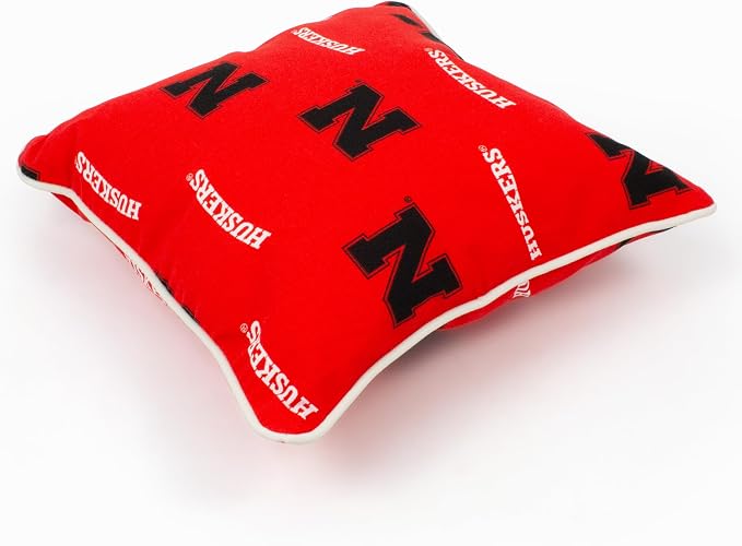 College Covers Nebraska Huskers Outdoor Decorative Pillow Pair-(2) 16" x 16" Pillows