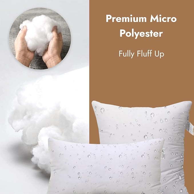 ACCENTHOME Outdoor Pillow Inserts 18 x 18 (Pack of 4) Waterproof Hypoallergenic Sham Stuffer | White Square Water Resistant Throw Pillows Insert | Decorative Pillow Filler Forms for Patio, Chair | Outdoor & Waterproof Material, Premium pillow inserts s...