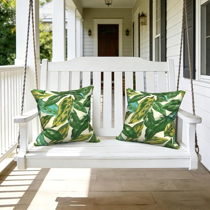 LVTXIII Outdoor Pillows 20x20 Inch, 2 Pack Large Decorative Square Throw Pillows with Inserts for Couch, Bed, Floor Seating, Patio Furniture, Lush Leaf Jungle