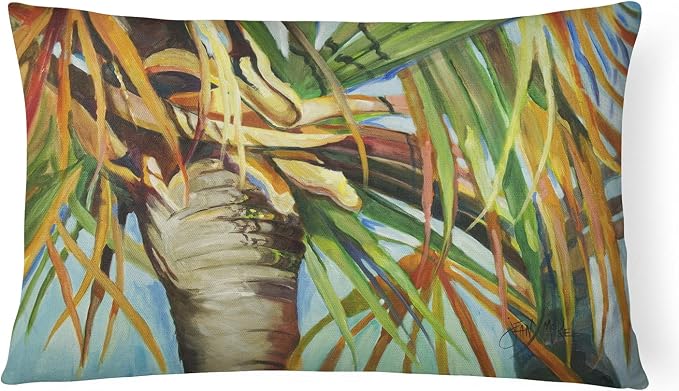 Caroline's Treasures JMK1129PW1216 Orange Top Palm Tree Canvas Fabric Decorative Pillow Machine Washable, Indoor Outdoor Decorative Pillow for Couch, Bed or Patio, 12HX16W