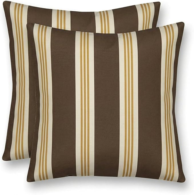 RSH DECOR: Outdura Square Throw Pillows Set of 2 | 22" x 22" | Water and Fade-Resistant Performance Fabric | Outdoor Pillow Covers with Down-Alternative Inserts | Made in USA (Tory Alloy)