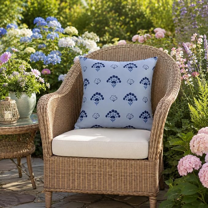 Outdoor Pillows Waterproof 18×18 Inch Decorative Throw Pillows with Inserts | Set of 2 Fade Resistant Patio Pillows for Porch Garden Couch and Patio Furniture