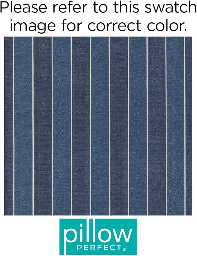 Pillow Perfect Stripe Indoor/Outdoor Accent Throw Pillow, Plush Fill, Weather, and Fade Resistant, Lumbar - 11.5" x 18.5" , Blue/White Wickenburg, 2 Count