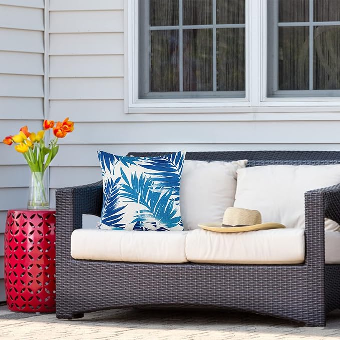 JMGBird Outdoor Pillows Waterproof Outdoor Pillow Covers with Inserts | 18x18 Outdoor Throw Pillow Set of 2 Outdoor Patio Pillows waterproof pillow covers Patio Furniture Pillows
