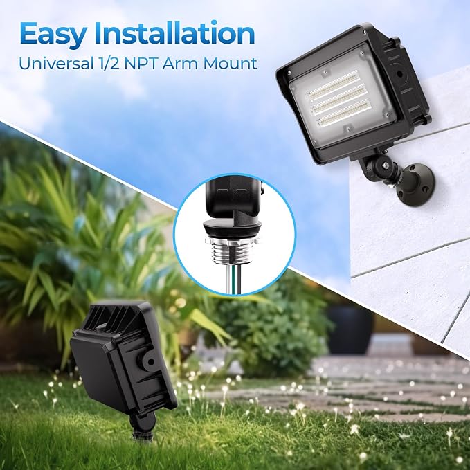 CINOTON 50W 7000LM LED Flood Lights Outdoor, 5000K, ETL Listed, 1 Pack | IP65 Waterproof Security Wall Pack with 180°Knuckle, Dusk to Dawn 100-277V Aluminum Fixture for Warehouse Patio Porch Garage