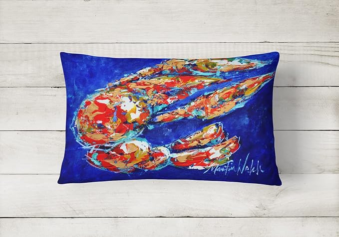 Caroline's Treasures MW1155PW1216 Craw Momma Crawfish Canvas Fabric Decorative Pillow Machine Washable, Indoor Outdoor Decorative Pillow for Couch, Bed or Patio, 12HX16W