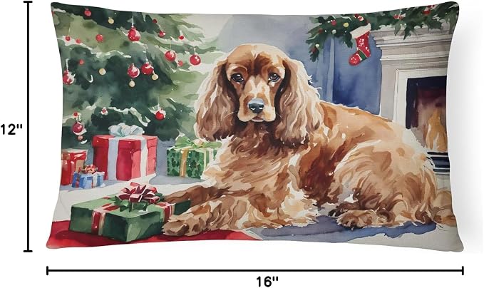 Caroline's Treasures DAC2635PW1216 Cocker Spaniel Cozy Christmas Throw Pillow Machine Washable, Indoor Outdoor Decorative Pillow for Couch, Bed or Patio, 12HX16W