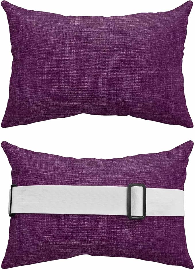 Pack of 4 Outdoor Lumbar Pillow Covers 12x20 Inch, Purple Burlap Texture Waterproof Throw Pillow Covers Set, Farmhouse Vintage Purple Indoor&Outdoor Decorative Cushion Cases for Patio Porch Beach