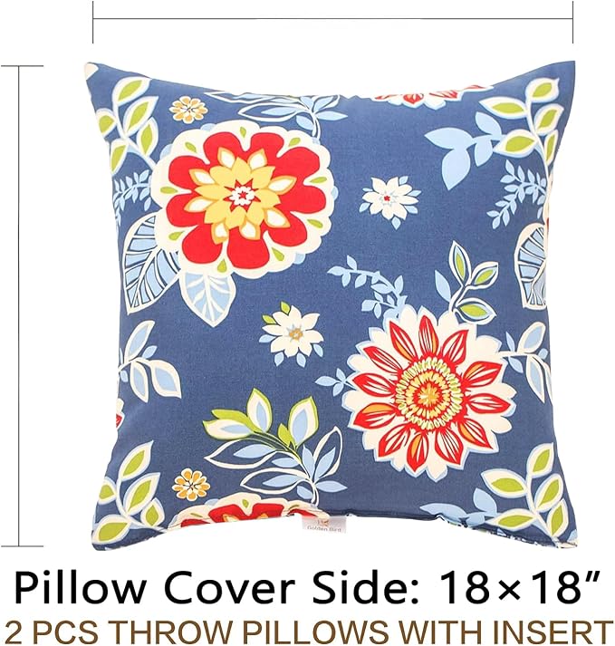 JMGBird Outdoor Accent Pillows Outdoor Pillow Covers 18x18 Waterproof | Outdoor Pillows with insert included Weather-Resistant Outdoor Throw Pillows for Patio Furniture
