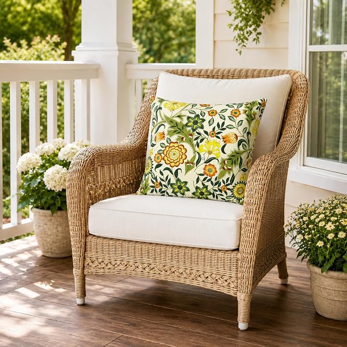 Outdoor/Indoor Decorative Throw Pillows 18×18 Inch | Pack of 2 Waterproof Decorative Throw Pillows with Inserts, Square Pillows for Bed, Couch, Sofa and Patio Furniture