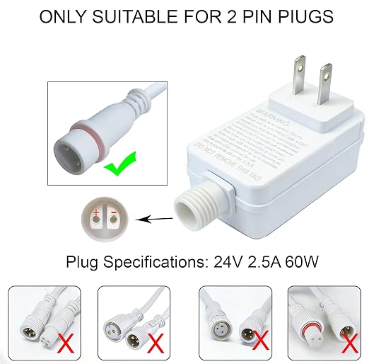 Class 2 Power Supply for Permanent Outdoor Light,24V 2.5A 60W Power Adapter | LED Transformer Replacement and Suitable for Permanent Outdoor Lighting Within 100ft