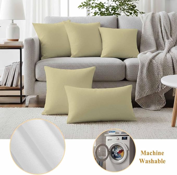 Outdoor Pillow Covers 18 x 18 Inches, Yellow Solid Color Waterproof Throw Pillow Cover Set of 2, Aesthetics Contemporary Luxury Decorative Square Cushion Covers for Patio/Couch/Garden