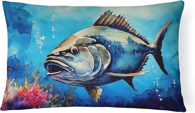 Caroline's Treasures DAC2773PW1216 Bluefin Tuna Throw Pillow Machine Washable, Indoor Outdoor Decorative Pillow for Couch, Bed or Patio, 12HX16W
