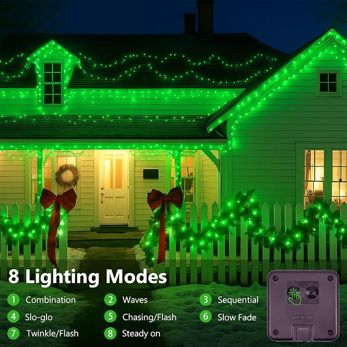 Solar Fairy Lights, 2 Pack Total 400LED 144FT Waterproof String Lights | Green, Copper Wire, 8 Lighting Modes Solar Twinkle Lights for Tree Garden Patio Party Outdoor Christmas Decorations