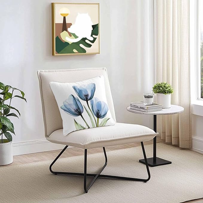 Rustic Blue Tulip Outdoor Pillow Covers 20x20in Pack of 2 Waterproof Pillowcase Watercolor Farmhouse Flower Decorative Throw Cushion Case for Patio Couch Sofa