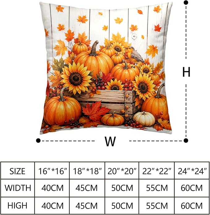 Fall Sunflower Pumpkin Pillow Covers Autumn Maple Leaf Throw Pillow Covers 22x22 Set of 2 Thanksgiving Pillow Cases Harvest Cushion Cases for Home Farmhouse Sofa Couch Garden