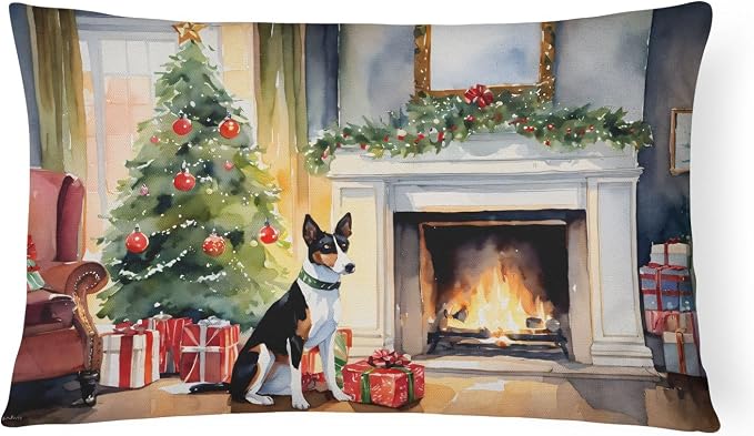 Caroline's Treasures DAC2602PW1216 Basenji Cozy Christmas Throw Pillow Machine Washable, Indoor Outdoor Decorative Pillow for Couch, Bed or Patio, 12HX16W