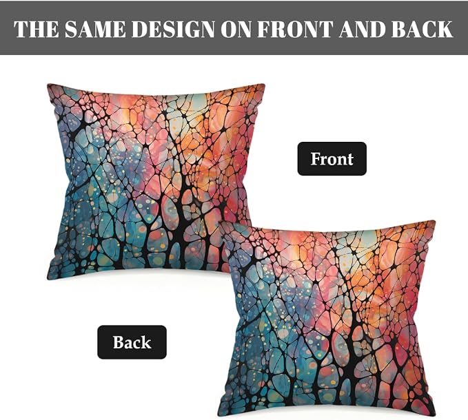 18x18 Inch Outdoor Pillow Covers Set of 2 Waterproof Throw Pillow Covers Decorative Couch Cushion Covers Abstract Colored Glass Square Pillowcases Protectors for Patio Garden Sofa