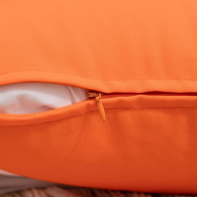 MIULEE Pack of 2 Waterproof Pillow Inserts Bundle Pack of 2 Outdoor Pillow Covers Orange 18x18 Inch