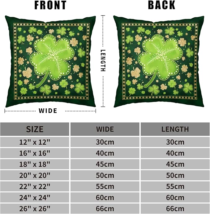 St Patricks Day Throw Pillow Covers Gold Green Lucky Shamrock Pillow Covers 18x18 Set of 2 Lucky Charm Clover Hat Outdoor Pillowcases for Spring March Holiday Home Decor