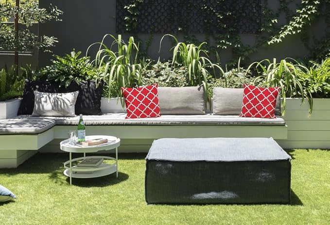 Pack of 2 Outdoor Waterproof Decorative Throw Pillow Covers for Patio Furniture, 18x18 Inch Fade Resistant Patio Garden Cushions for Couch Bed Sofa, Geometric Red