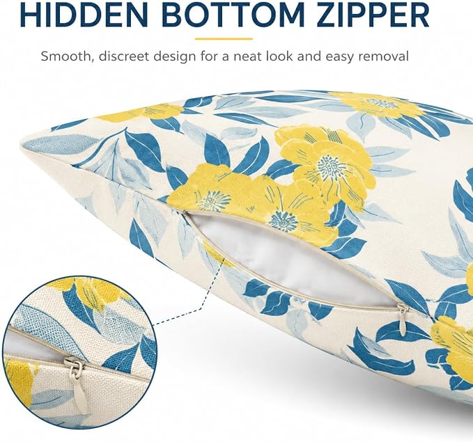 Outdoor Throw Pillows 18×18 Inch Pack of 2 Waterproof Decorative Patio Pillows with Inserts, Square Pillows for Garden Couch Sofa and Patio Furniture