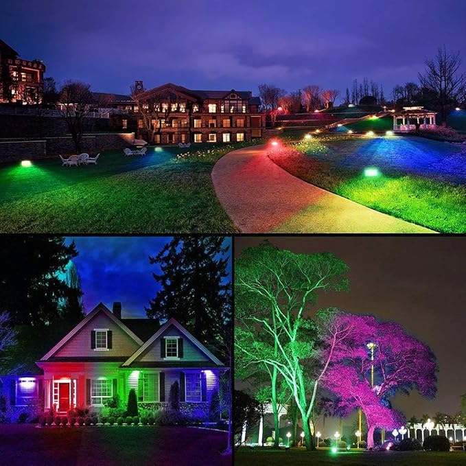 Led Flood Light 30W, 300W Equivalent 3000 LM Outdoor Color Changing Lights | 2700K & 16 Million Colors&Timing& Music Sync, Bluetooth RGBW Smart Floodlights，Led Stage Landscape，IP66 US 3-Plug (6 Pack)