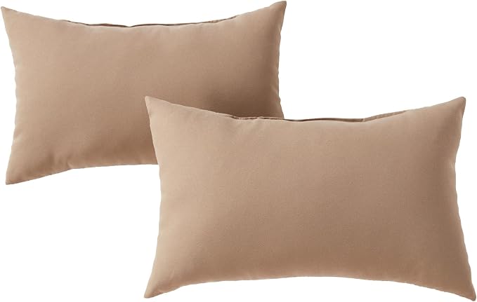Set of 2 Outdoor Throw Pillows 19 x 12 Inch – Reversible Rectangle Patio Accent Pillows – Weather-Resistant Polyester Fabric – Eco-Friendly Recycled Polyfiber Fill – Coronado