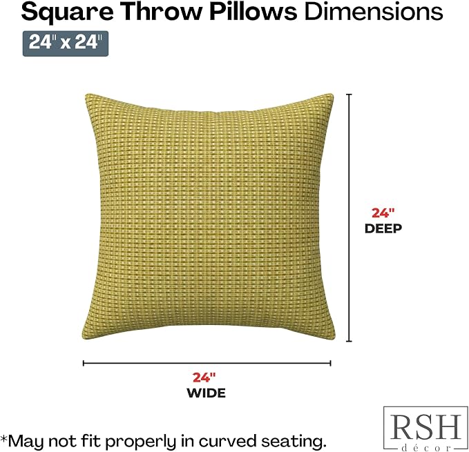 RSH DECOR Square Throw Pillows Set of 4, 24" x 24", Outdoor Pillows Waterproof, Outdoor Pillow Covers, Pillow Covers for Couch, Future Patina, Made in USA