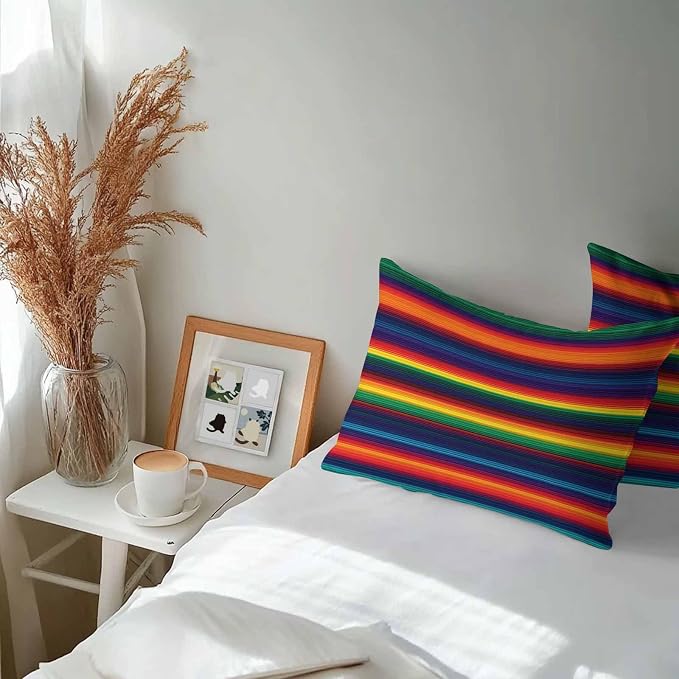 Outdoor Throw Pillow Covers Waterproof Pillow Cases 20x12 Colorful Mexican Stripes Ethnic Style Decorative Pillow Covers Cushion Cases for Couch Sofa Patio Garden 2 Pack Orange Gradient Geometric