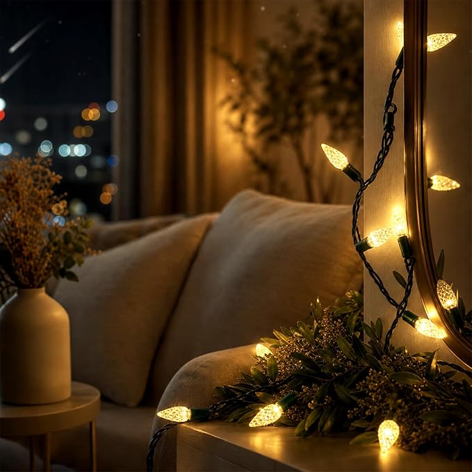 Heyworld C6 Gentle Twinkle Christmas Light, 120 LED Soft Twinkling Strawberry Lights, UL Certified 37FT Waterproof Connectable for Indoor Outdoor Xmas Tree Wedding Party Decor（Warm White）