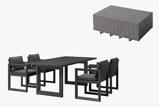 PURPLE LEAF Outdoor Dining Set for 4 with Waterproof Furniture Cover Aluminum Luxury Patio Furniture Table and Chairs Set with Removable Thick Cushion for Small Backyard Porch Garden Deck Pool, Grey